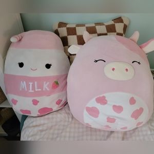 Cow and Milk squishmallow pair